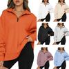 Women's Casual Fashion Long Sleeve Solid Color Zip Sweatshirt Top