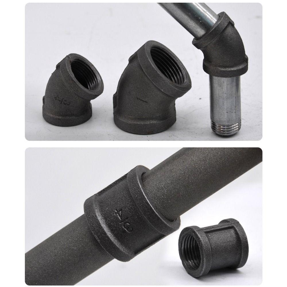 Новые черные фитинги для труб Угольник 1/2'' 3/4'' 1'' Резьбовое соединение для водопроводных труб Ковкий чугун Соединение труб
