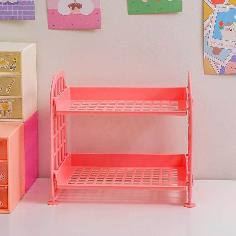 Cosmetic Jewelry Double-layer Folding Storage Rack Simple Home Desktop Bathroom Rack