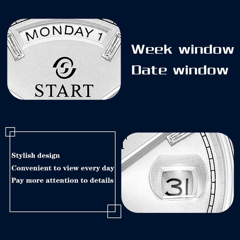 Start Men's Diamond Watch Automatic Mechanical Watch Waterproof Date Week Function Fashion Leather Watch