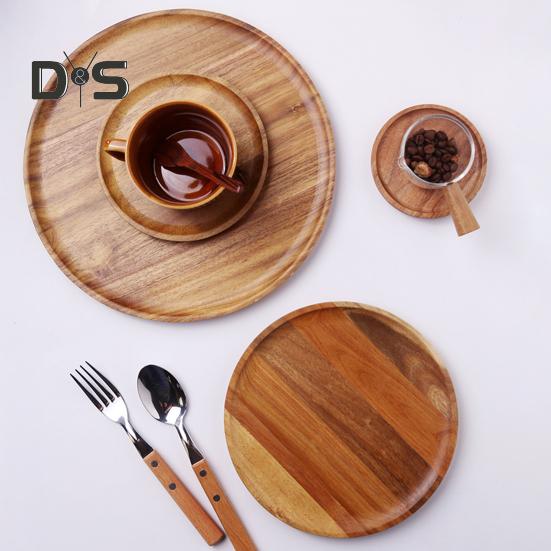 Деревянная подставка для торта и фруктов, круглый декоративный поднос для журнального столика с приподнятыми краями, кухонное сервировочное блюдо для вечеринок