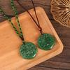 Классический зеленый кулон нефритовое ожерелье модные украшения с подвесками резное благословение амулет на удачу подарки
