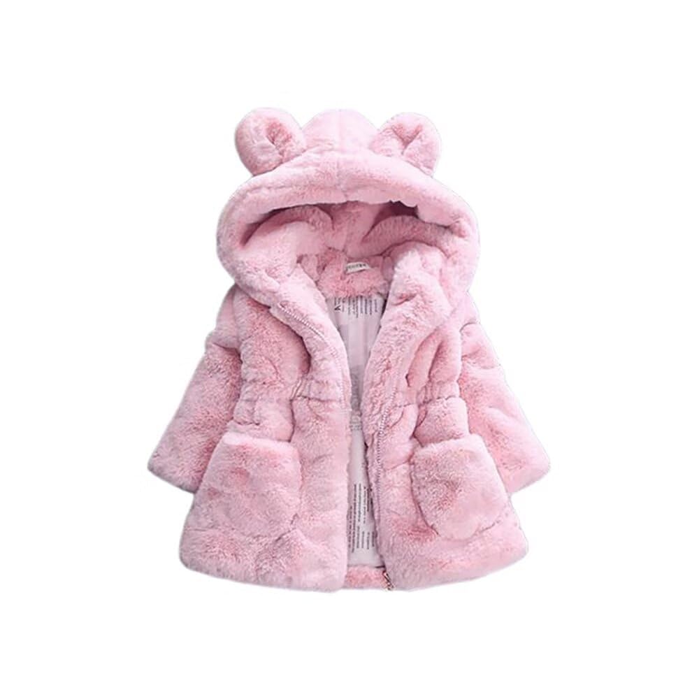 Kuhvvse Fleece Boa Kigurumi with Bunny and Bear Cute Fluffy and Sizes 90 Kids' Jacket, Girls' Ears, Outerwear, Fall, Winter, Spring, 90-140 (Size