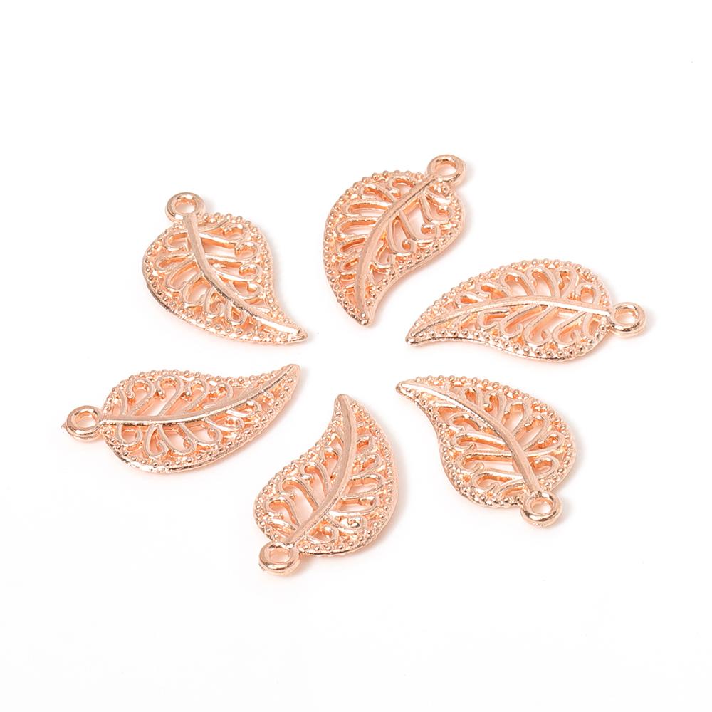 50pcs 17x9mm Tree Leaf Charms Pendants Small Metal Leaf Pendants for Bracelet Accessories Jewelry Findings Making Wholesale DIY