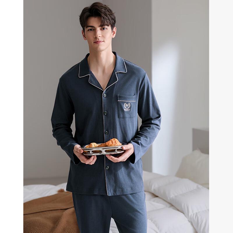 Fenteng Men's Pure Cotton Long-Sleeve Pajama Set