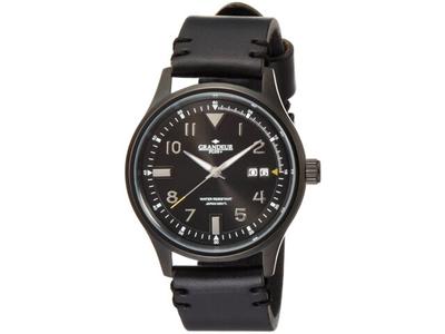 GRANDEUR PLUS Watch GRP005B1 мужские черный кожаный ремешок корпус из нержавеющей стали НОВЫЕ