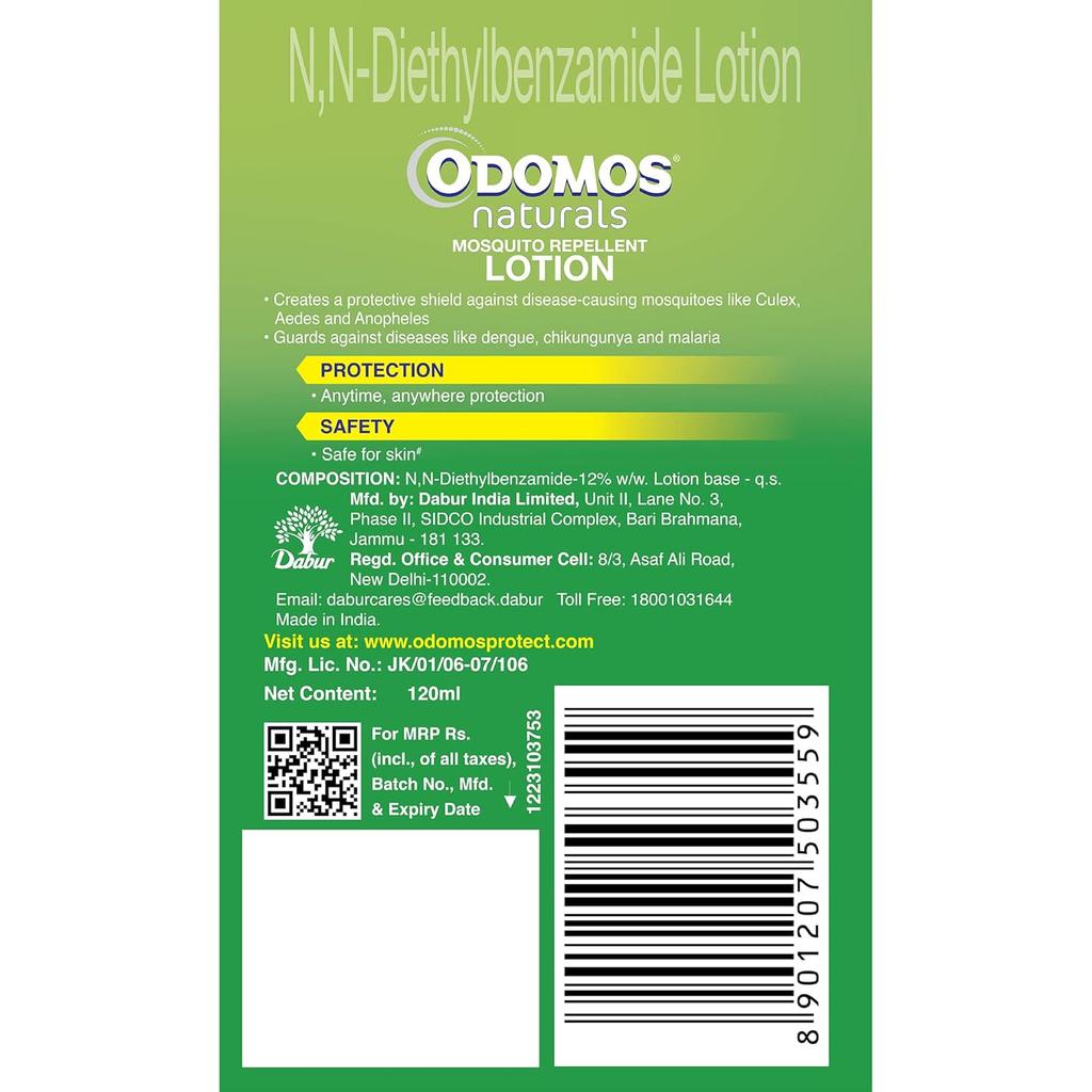 Odomos Naturals Лосьон от комаров 120 мл Длительная защита для семьи
