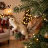 Cute Fluffy Squirrel Figurine Christmas Ornaments for Tree Felt Plush Woodland with Pine Winter Seasonal Tree Cone Hanging Forest Animal Decoration