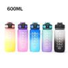 600ML Colorful Water Bottle Motivational Drinking Bottle Sports Water Bottle with Time Marker Portable Reusable Plastic Cups