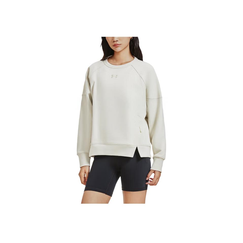 Under Armour Свитшот с круглым вырезом, однотонный, женский, цвет пыльно-розовый, серый 1388056-273