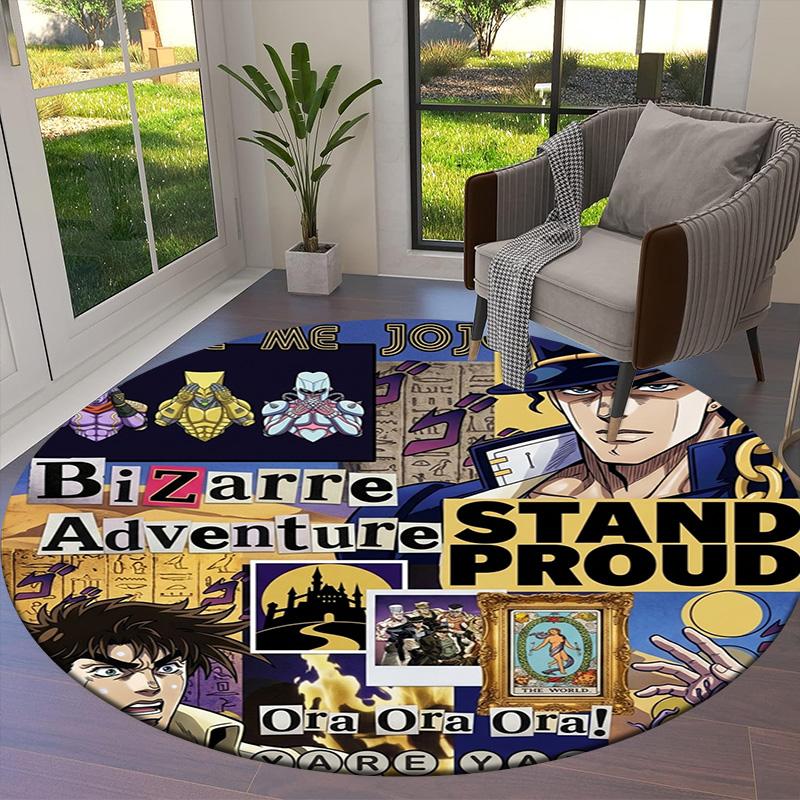 Ковер круглый ковер JoJo's Bizarre Adventure для гостиной, спальни, дивана, игровой комнаты, нескользящий коврик для пола