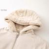 Womens Reversible Faux Suede Jacket Short Fleece Lined Polo Neck Princess Sleeve Fresh Sweet Style