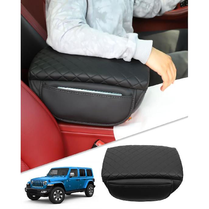For 2024 2025 Jeep Wrangler JL 2018- Center Console Cover For Jeep Gladiator JT -2025 Armrest Cover Jeep Accessories Arm Rest Pad Console Cushion Lid