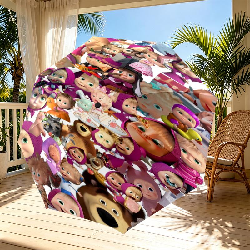 cartoon animation Print Automatic Open Close Umbrella, Portable Foldable Umbrella, for Outdoor Commute Camping Trip, Ideal Birthday Gift