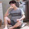 Men Pajamas Set Summer Short-sleeves Sleepwear Casual Cotton Sleepwear Men Nightwear Shorts Pyjama Homme