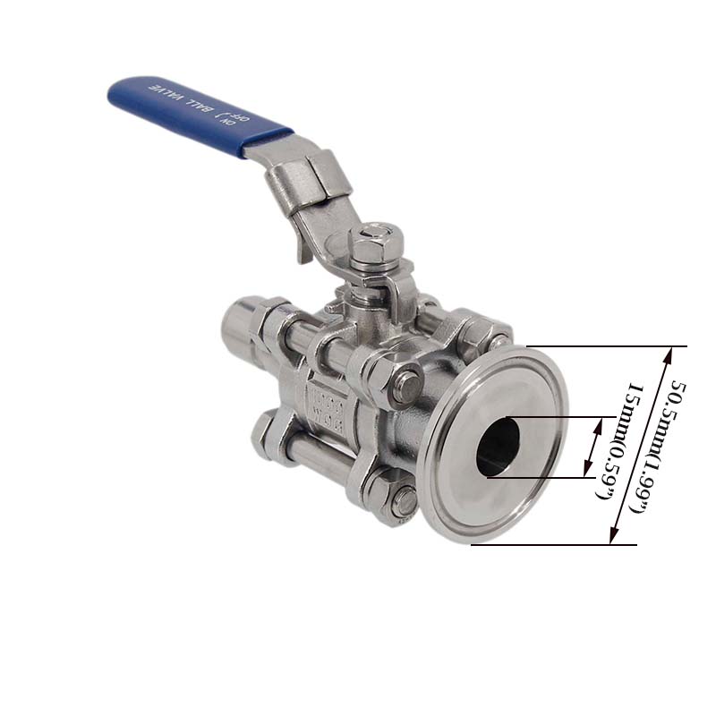 Brewer Built Full Port Ball Valve 1.5 Inch Tri Clamp x Male Quick Disconnect Stainless Steel 304 Homebrew Brew Kettle Spigot
