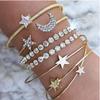 Full Diamond Five-pointed Star Moon Love Bracelet, Fashion Personalized Bracelet Four-piece Set