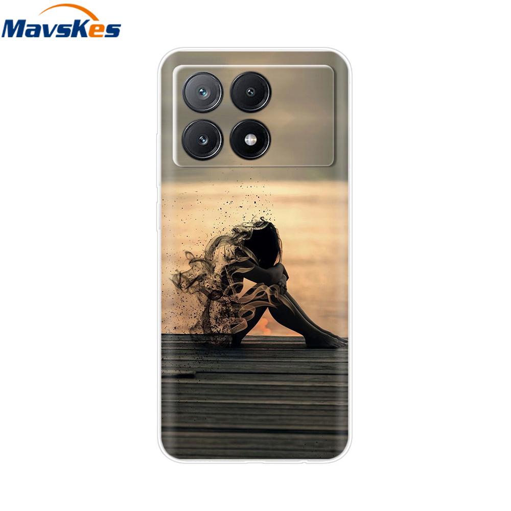 Чехол для мобильного телефона Для Poco X6 Pro Чехол-крышка Милые Прозрачные Мягкие Силиконовые Чехлы Для Poco X6 Pro Чехол PocoX6 Pro Задняя Крышка Fundas