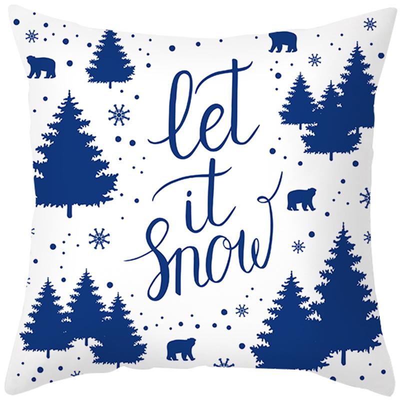 Украшение дома, рождественский синий комплект подушек с принтом из полистихов, скандинавский современный новогодний комплект декоративных подушек, Funda de Almohada