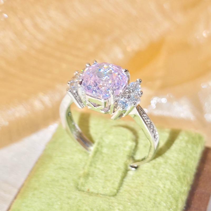 Sweet 925 Sterling Silver Light Luxury Rose Cut High Carbon Diamond Ring Sweet Candy Shape Cute JewelryGood product