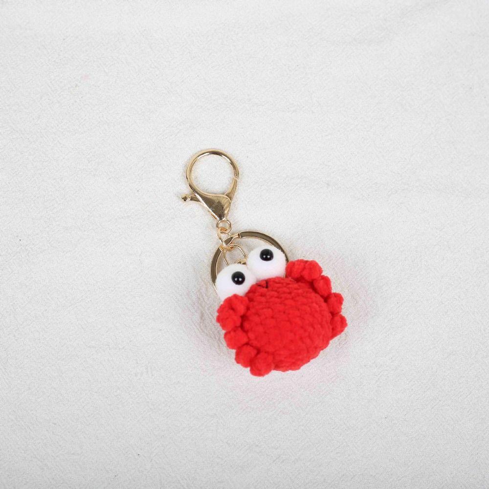 Cartoon Animal Crocheted Crab Keychain Bag Pendant Knitted Pendant Crochet Keyrings Car Key Ring