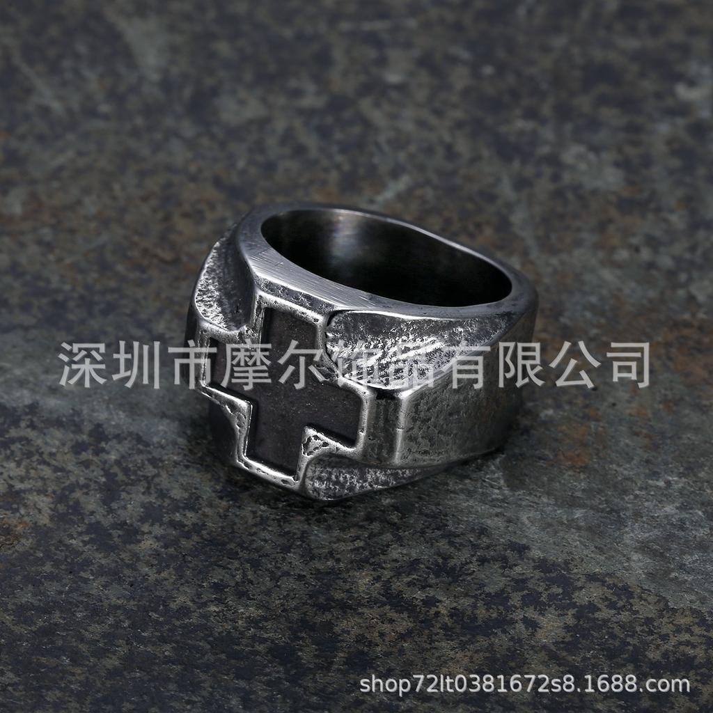 Винтажное потертое кольцо-крест из нержавеющей стали Унисекс Punk Style Jewelry