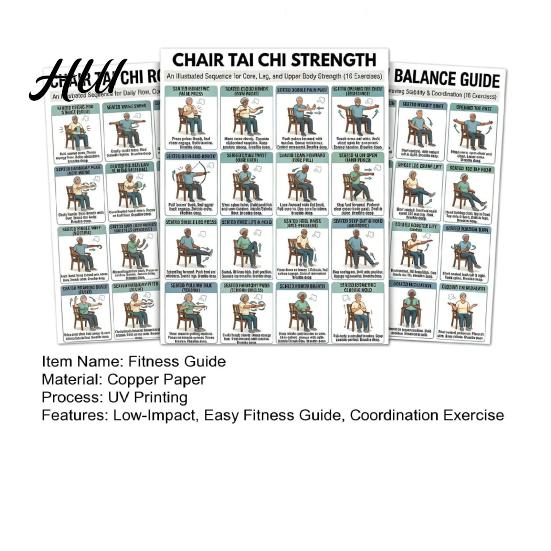 Joint Pain Relief Exercises 3Pcs Chair Tai Chi Exercise Poster Set Seated Workout Senior Self-care Chart for Seniors Low Impact Balance Strength