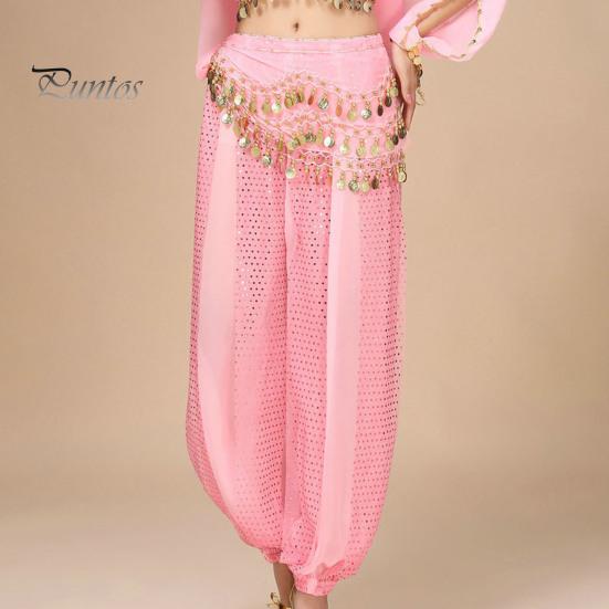 Женские брюки для выступлений, эластичные брюки с высокой талией, однотонные шаровары с блестками, декор для народных танцев, костюм для танца живота для взрослых, брюки
