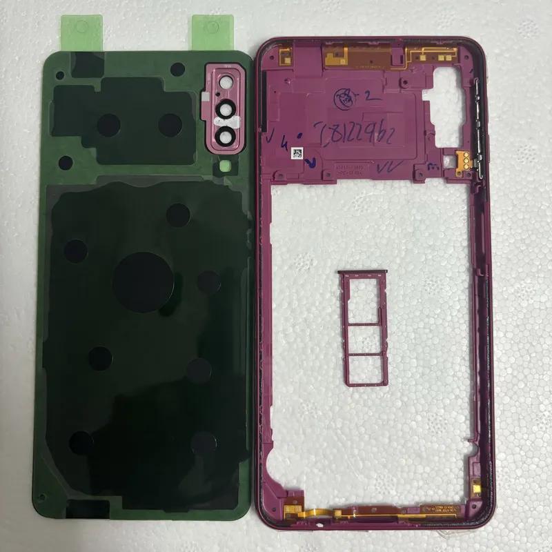 For Samsung Galaxy A750 A7 2018 SM-A750F Middle Frame Bezel Phone Housing +Battery Back Cover Rear Door Replace