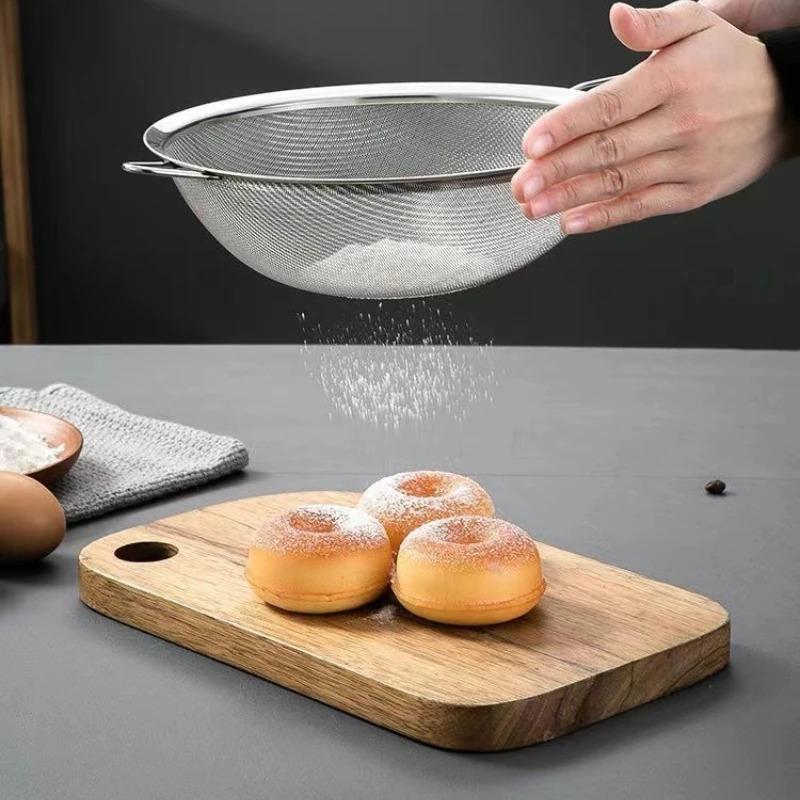 Сито-сетка из нержавеющей стали, ложка с прорезями, кухонный набор из 3 мелких сит с длинной ручкой для приготовления пищи, просеивания и жарки