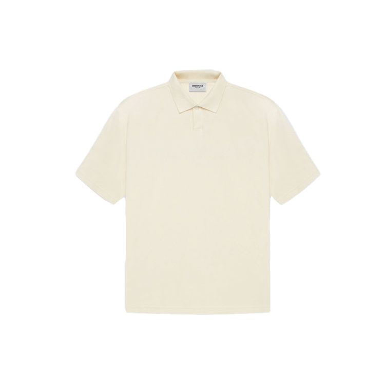 Fear of God Essentials Короткий рукав Поло SS21 С Логотипом на Спине Унисекс Топы Цвет Сливочный Крем FOG-SS21-552