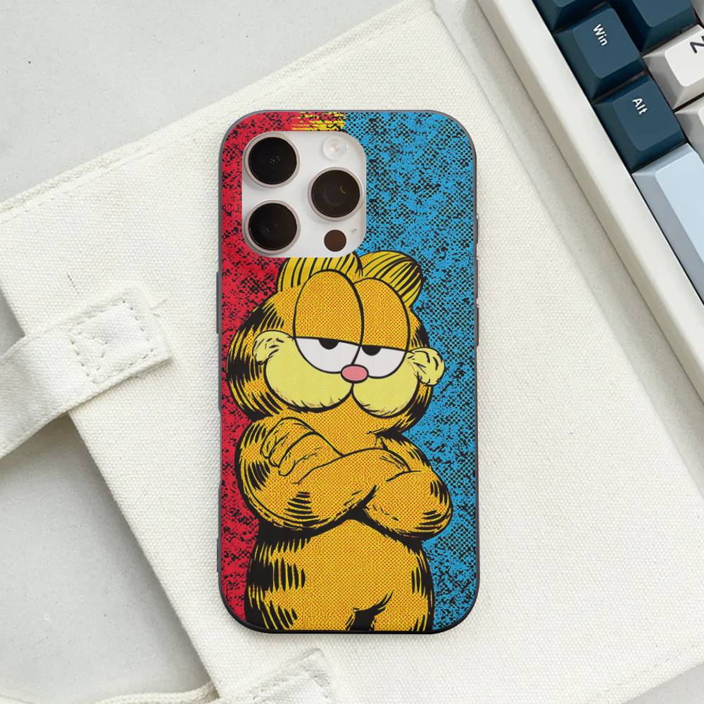 Милый Аниме Кот Гарфилд Чехол с Гофрированным Рисунком для IPhone 16E SE4 12 17 16 15 14 13 11 Pro Max Полосатая Крышка