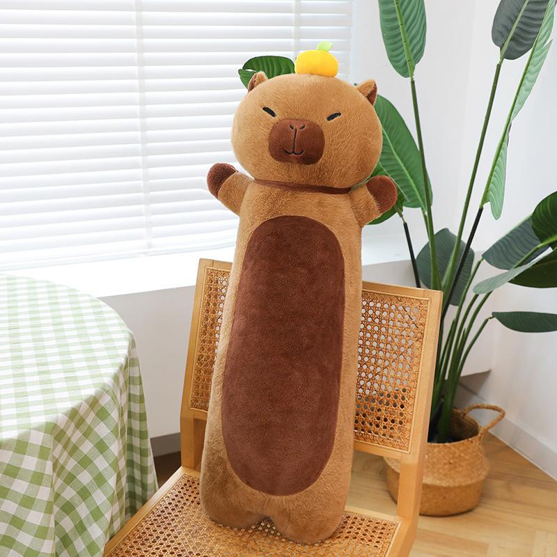 Capibala Doll Long Pillow Top Orange Large Capybara Plush Toy Bed Legged Doll