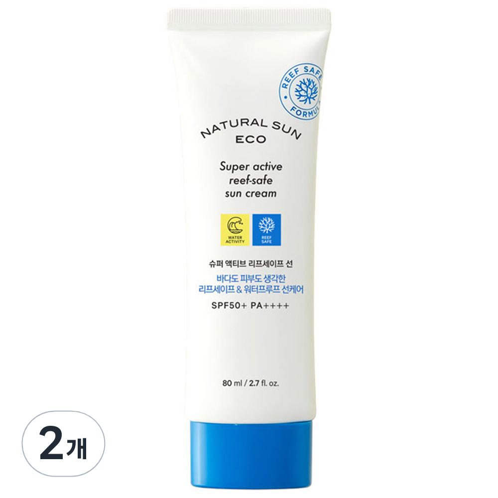 The Face Shop Natural Sun Eco Super Active Leaf Safe Sun Cream SPA50+ PA++++, 80ml, 2 Units