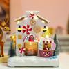 Christmas Village Gingerbread House Warm LED Lights Up Candy Factory Battery Operate Figurine Building Christmas Home Decoration