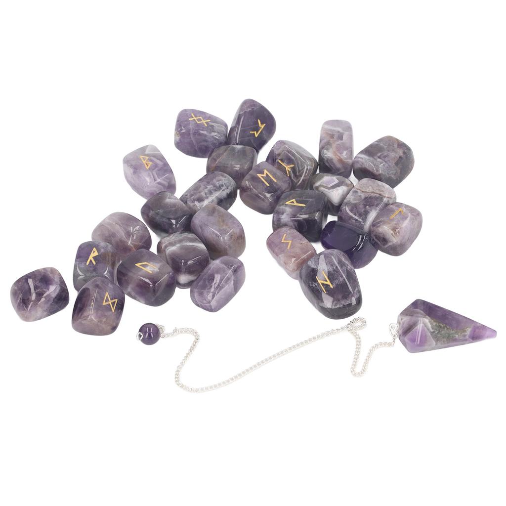 25 шт. рунические камни, целебные, сбалансированные, чакры, спокойный разум, надпись, кристалл с мешком-маятником для