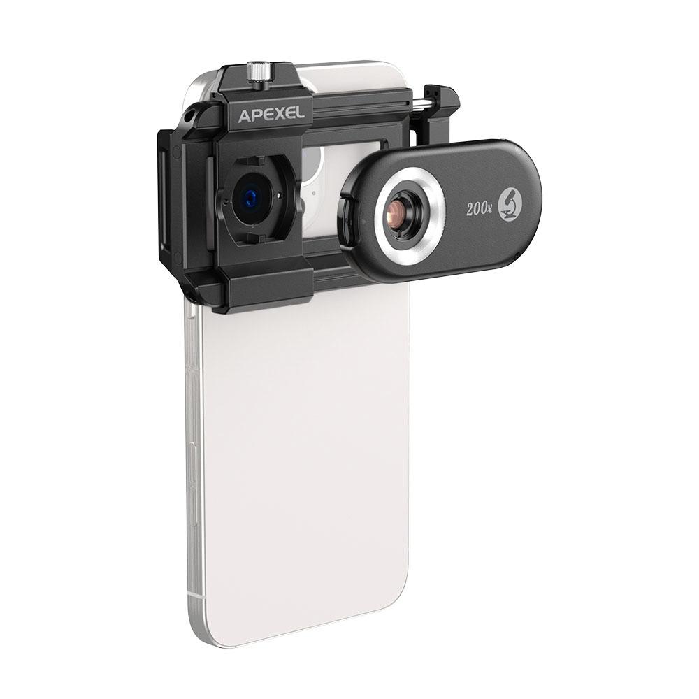 APEXEL APL MS200 200X Объектив микроскопа для мобильного телефона со светодиодной и УФ-подсветкой, встроенным CPL-фильтром, аккумуляторный микроскоп