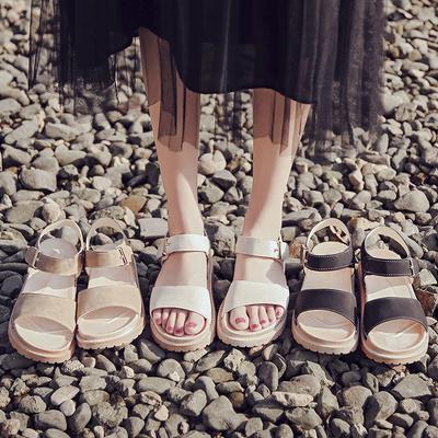 Многолетние сандалии на одной пуговице женские летние новые на толстой подошве пляжная обувь повседневные на плоской подошве на липучке женская обувь партия