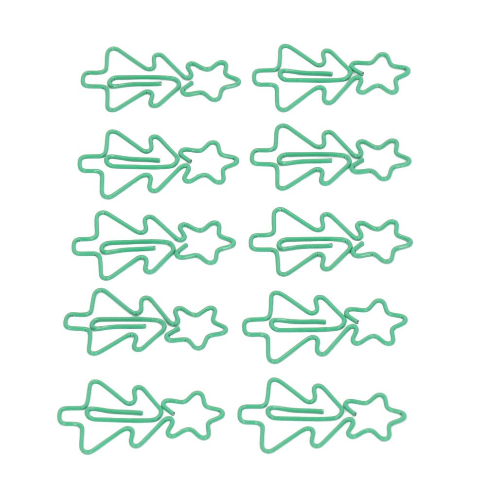 100 Pcs Shaped Paper Clips Green Christmas Tree Shape Metal Electroplating Process Portable Office C