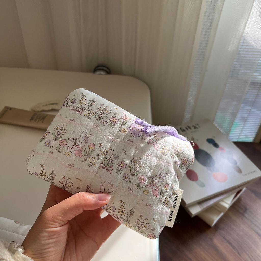 Plain strip quilted cartoon animal change bag card bag earphone lipstick storage bag