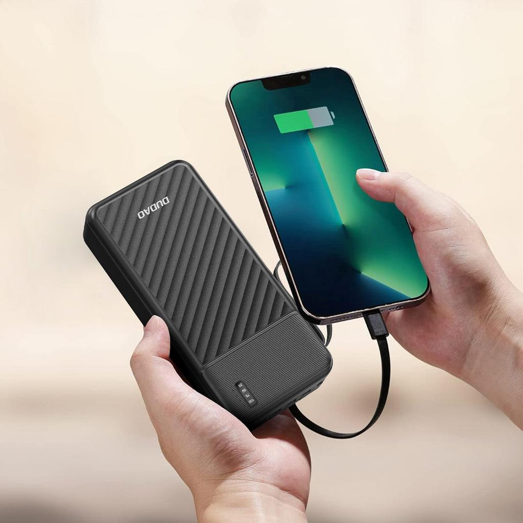 Powerbank K11 Max 30000mAh z wbudowanymi kablami - czarny