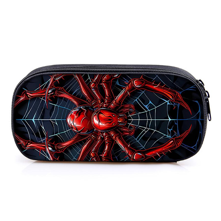 Red Spider Cute Pen Pencil Pouch Bag Case Simple Zipper Cloth in Solid Colors Portable Stationery Case for Girls Boys for School
