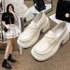 Platform Small Leather Shoes Women's Spring 2025 New Muffin French Retro British Style Loafers One-pedal Single Shoes