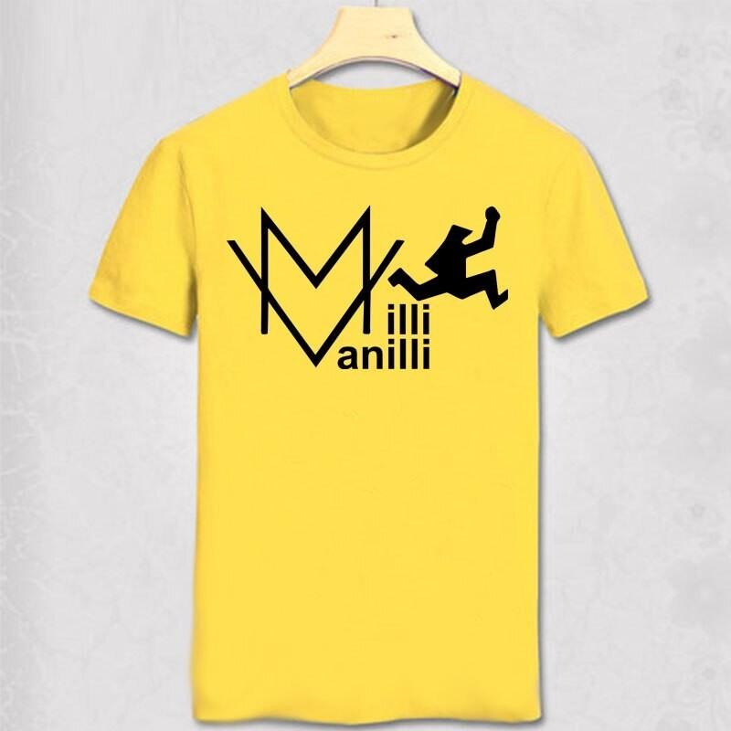 Футболка с принтом группы Milli Vanilli для мужчин, плотный хлопок, желтая, все размеры, унисекс