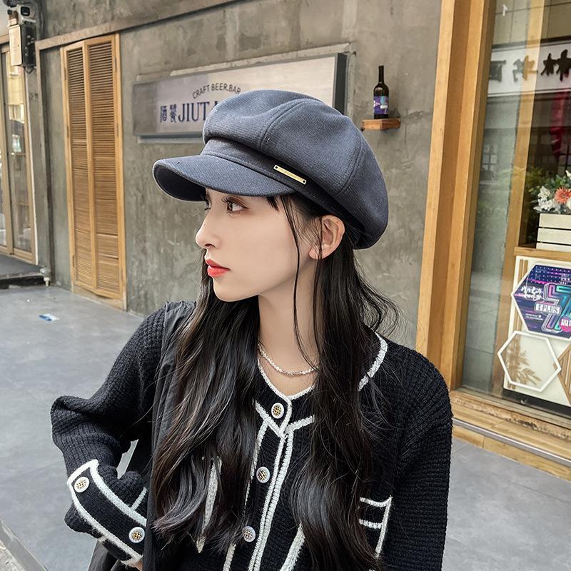Ретро Универсальный Шерстяной Берет Подчеркивающий Лицо Утиный Язычок Восьмиугольная Шляпа Детская Теплая Ветрозащитная Шляпа Газетчика