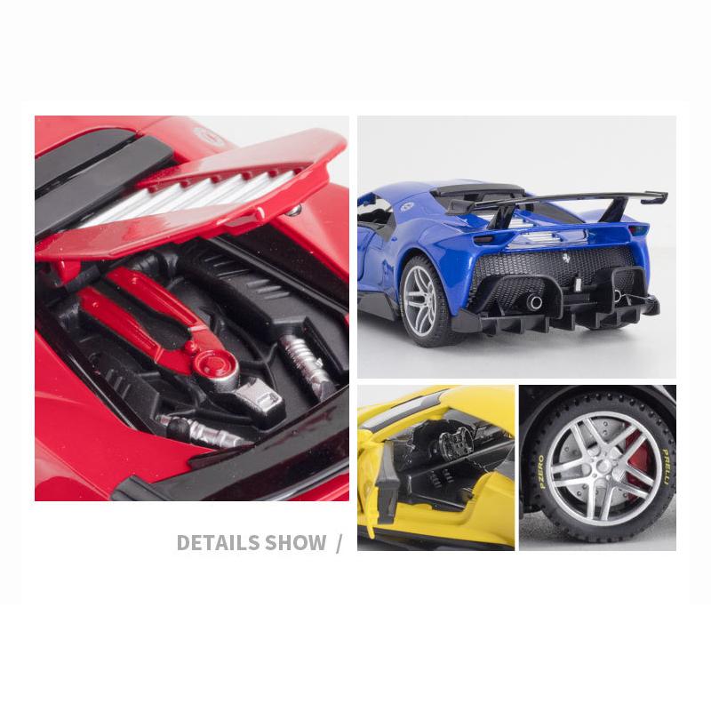 1:32 Scale P80-C Metal Diecast Car, Pull Back Alloy Toys with Sound and Light, Doors Open Collection For Gifts Doll