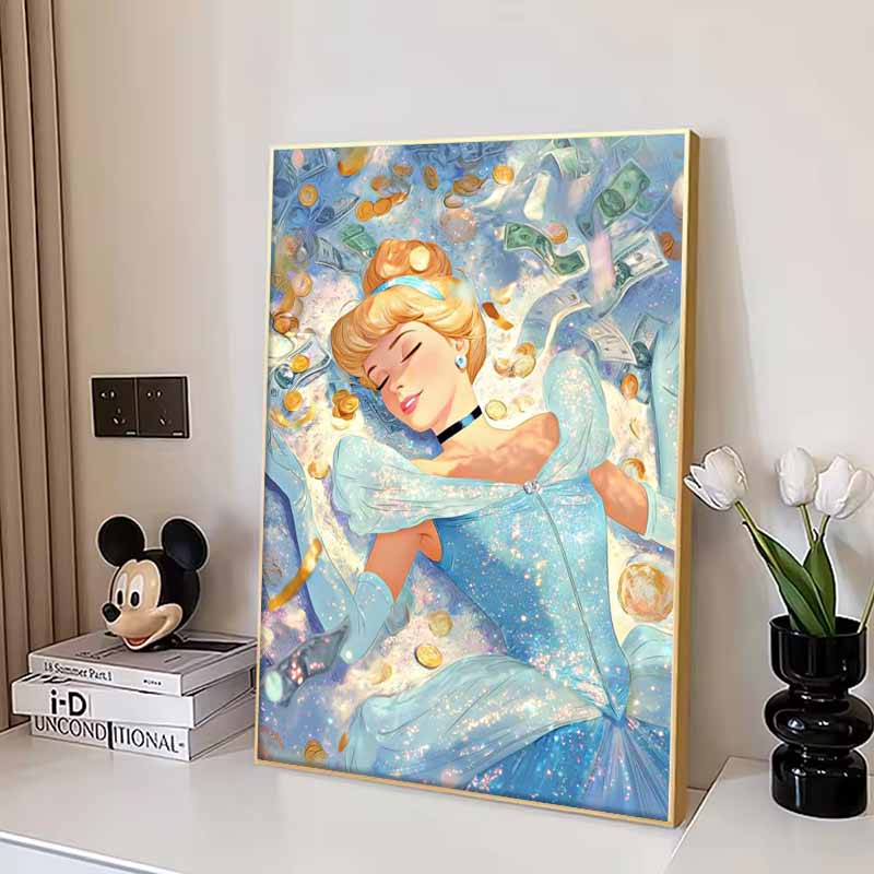 Disney 5D DIY Diamond Painting Cinderella Cinderella Wealth Theme Illustration Embroidery Mosaic Cross Stitch Home Decor Gift Crafts