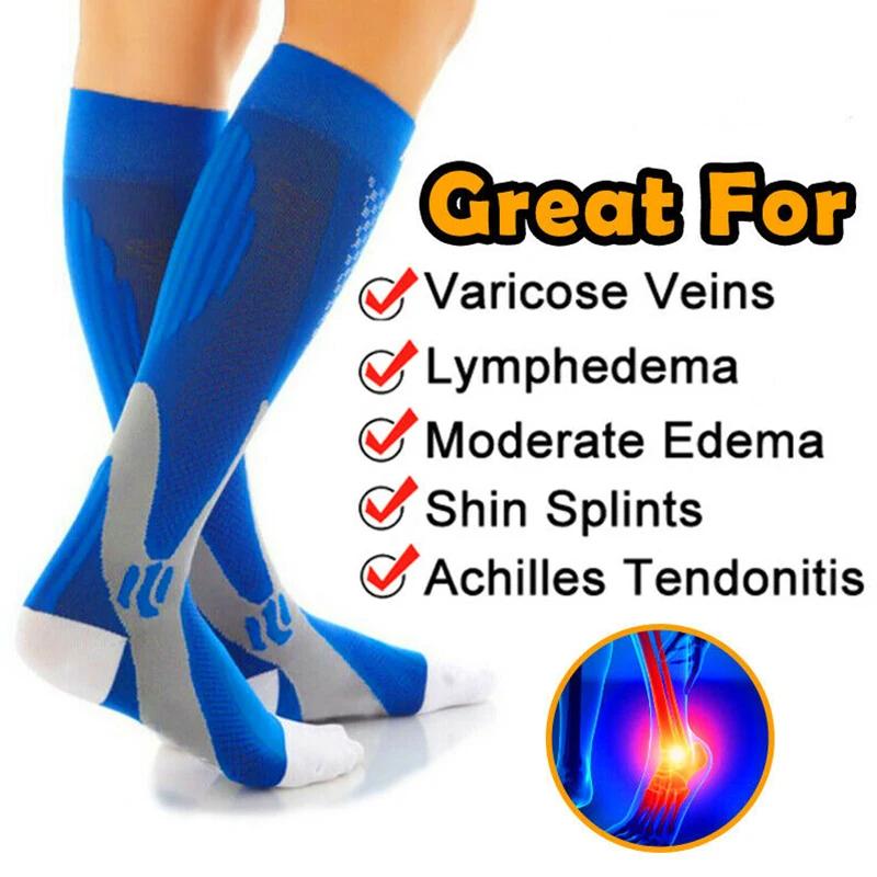 1Pair Sports Compression Long Socks Breathable Calf Nylon Socks for Running Basketball Football Volleyball Fitness Men Women