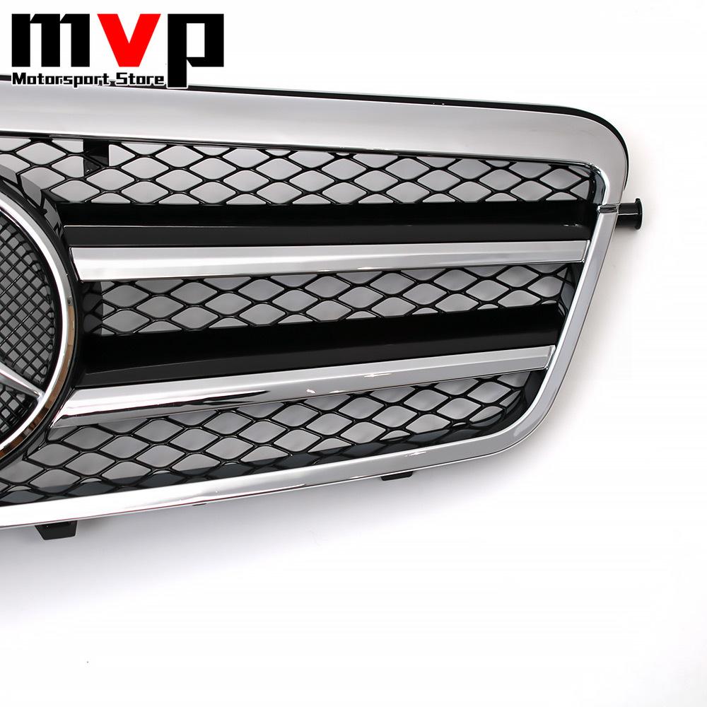 Chrome Black AMG Style Racing Grille With Emblem Logo Badge For Mercedes Benz E-Class W212 2009-13 E200 E250 E300 E350 E500 E550 uuu1