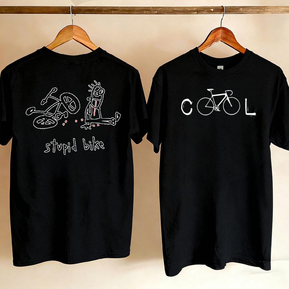 Cartoon Casual Short Sleeve Crew Neck TShirt for Unisex Novelty Graphic Tee Stupid Bike Cool Print Regular Fit Vintage Aesthetic